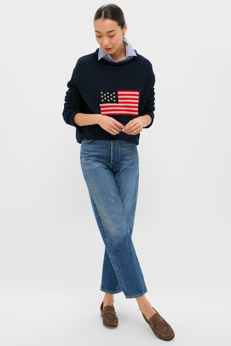 Navy Cotton Americana Sweater