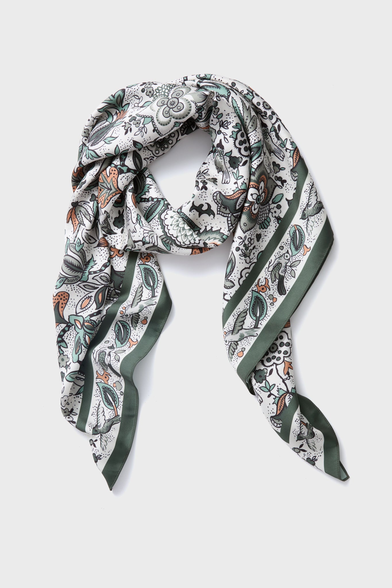Olive Folk Floral Large Scarf
