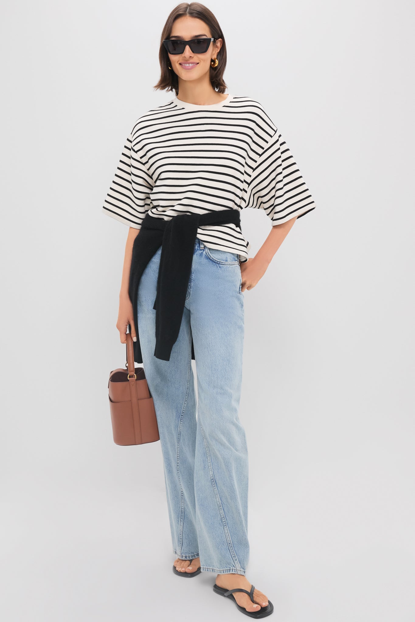 Black Stripe French Terry Myers Cropped Tee