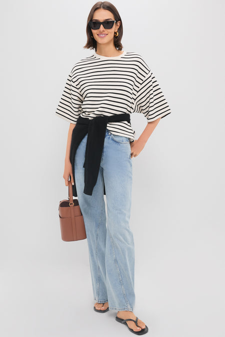 Black Stripe French Terry Myers Cropped Tee