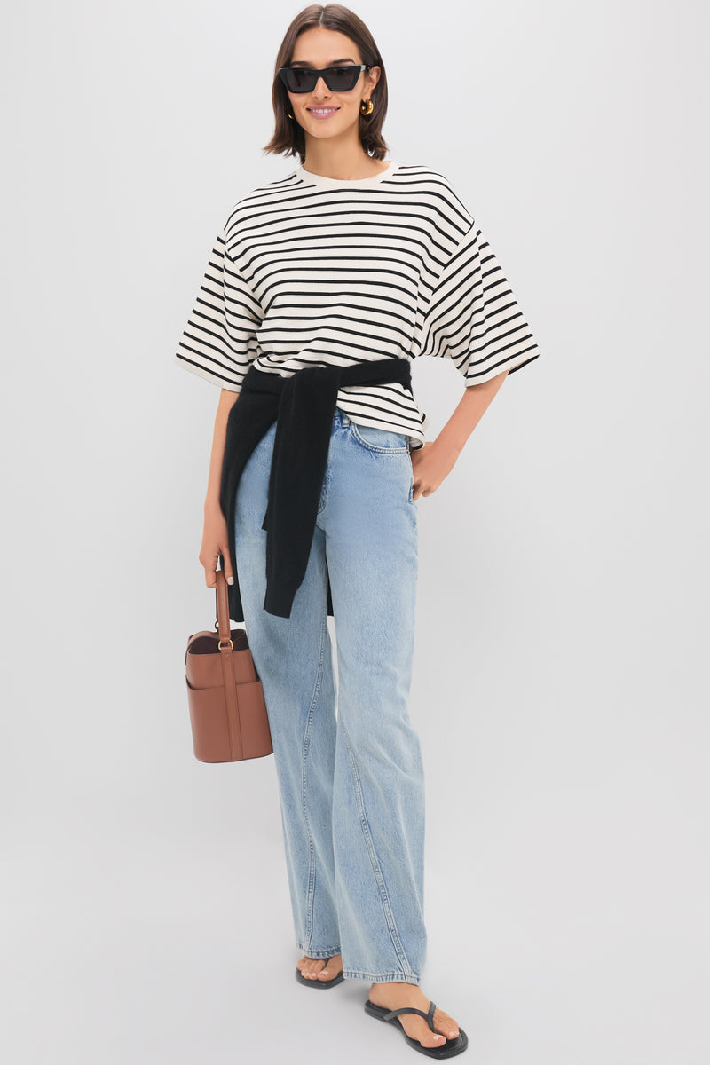 Black Stripe French Terry Myers Cropped Tee