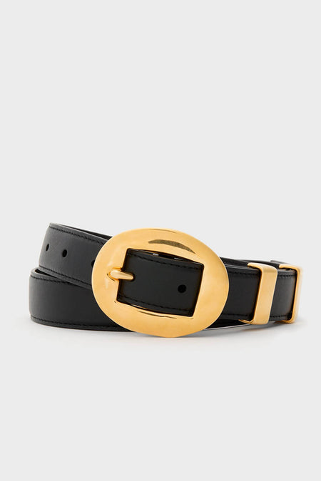 Black Vintage Brass Buckle Belt