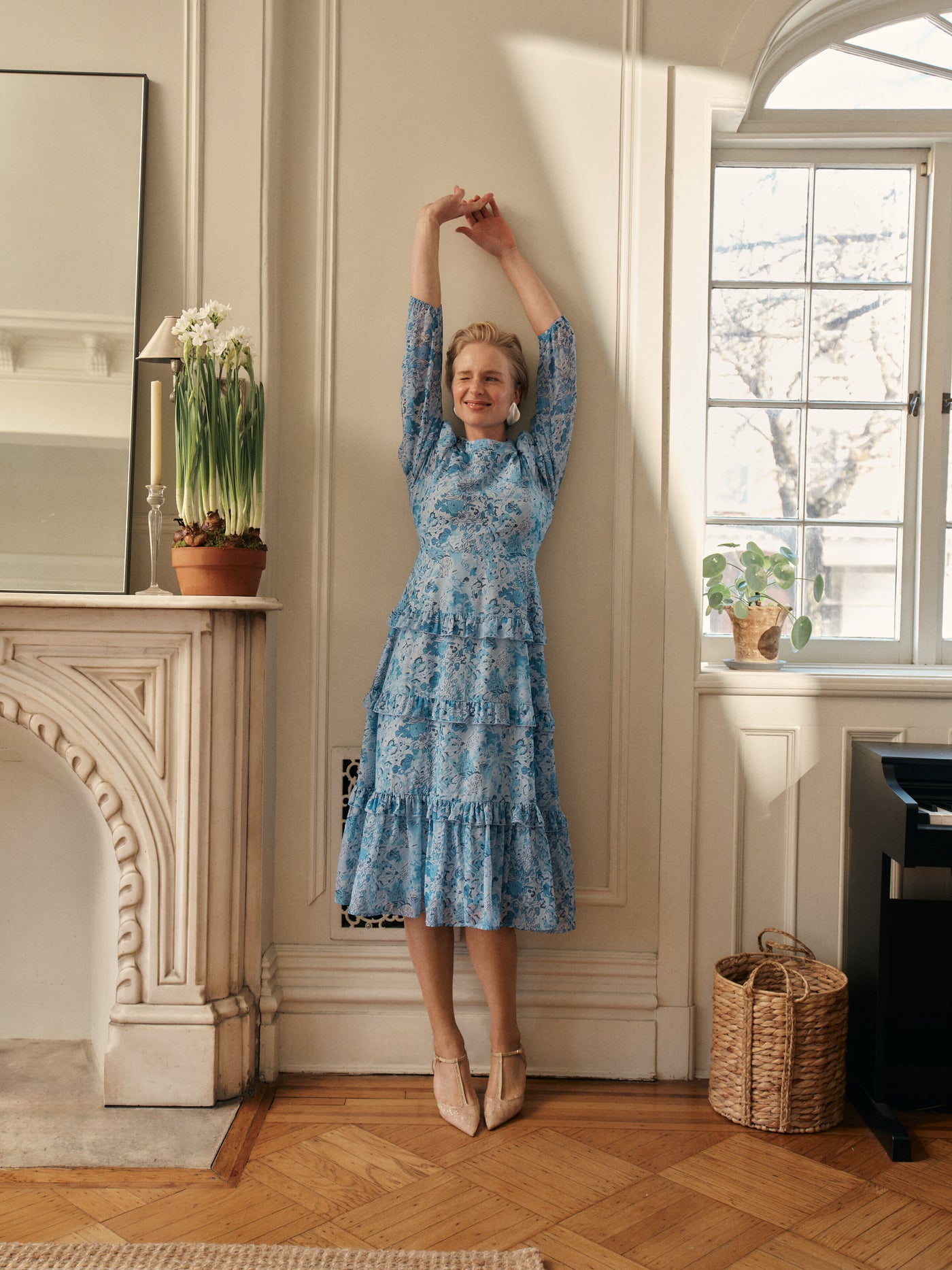 Nude Glitter Mesh Margot Heels