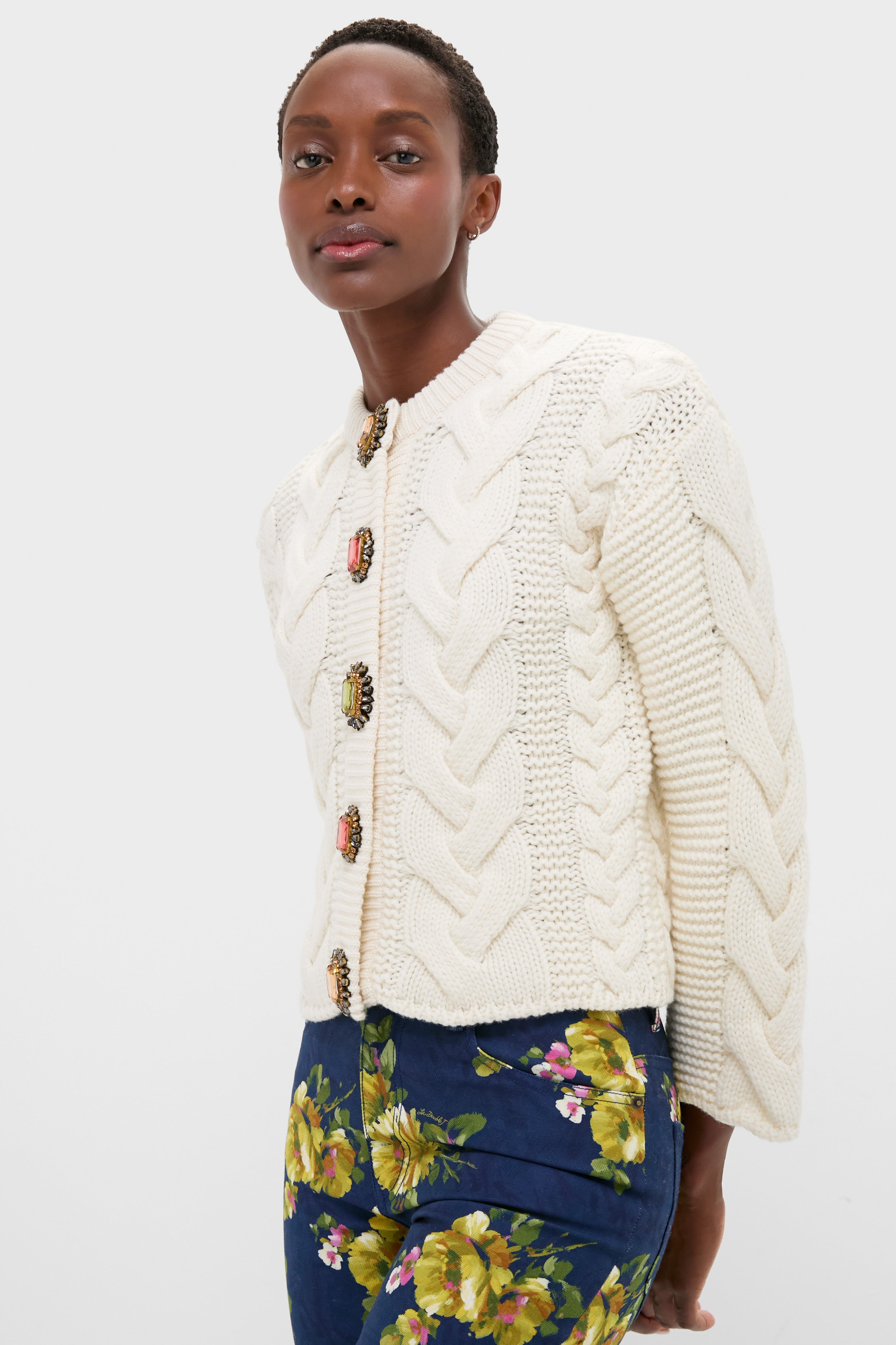 ouat cardigan white Lサイズ Solid White Portrait Cardigan | La DoubleJ