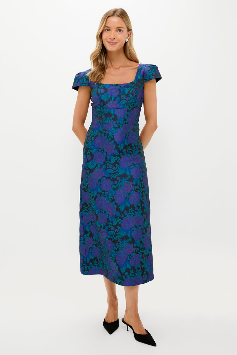 Navy & Indigo Jacquard Archibald Maxi Dress