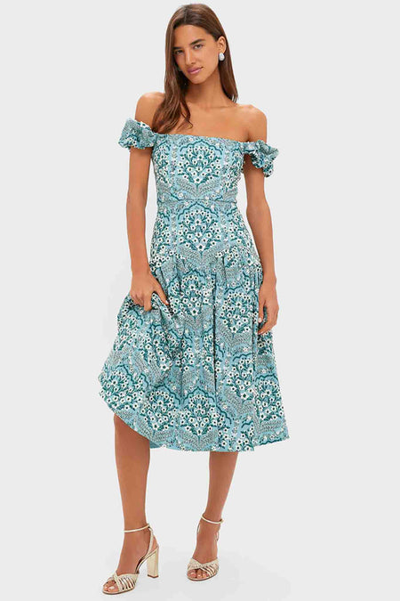 Ceiba Siembra Embroidered Linen Midi Dress