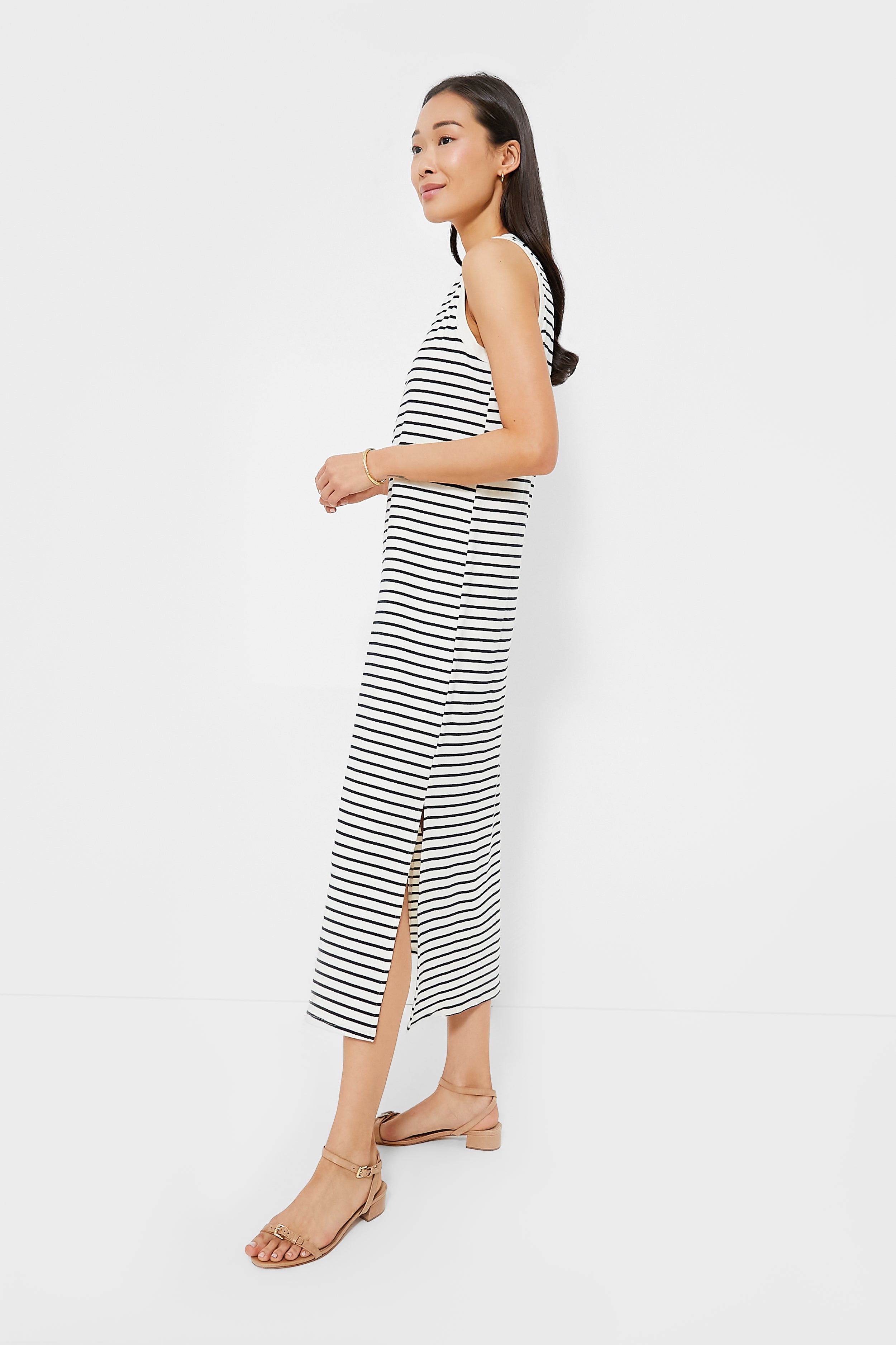 Navy Stripe Sleeveless Gio Maxi Dress