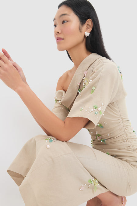 Beige with Jewel Embroidery Bowery Dress