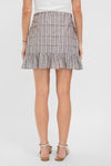 Dove Stripe Linen Ruffle Amira Mini Skirt