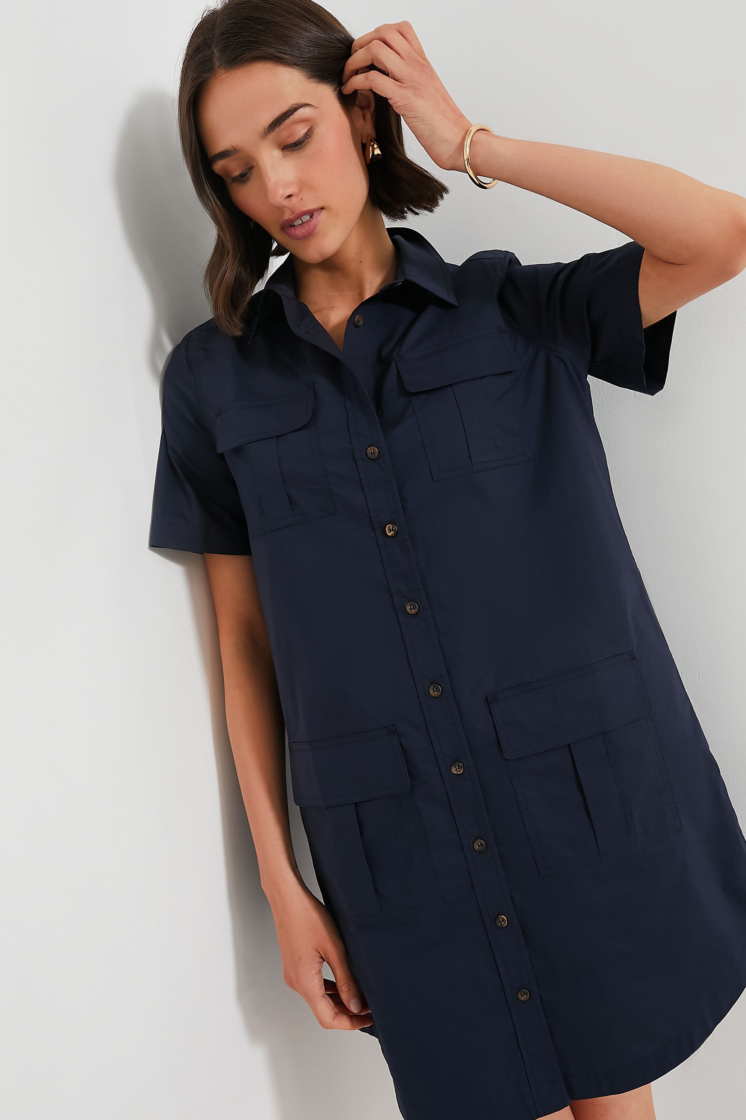 Navy Lightweight Poplin Nala Dress | Tuckernuck