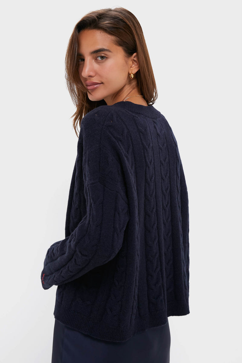Navy Cashmere Eloise Cable Knit Sweater