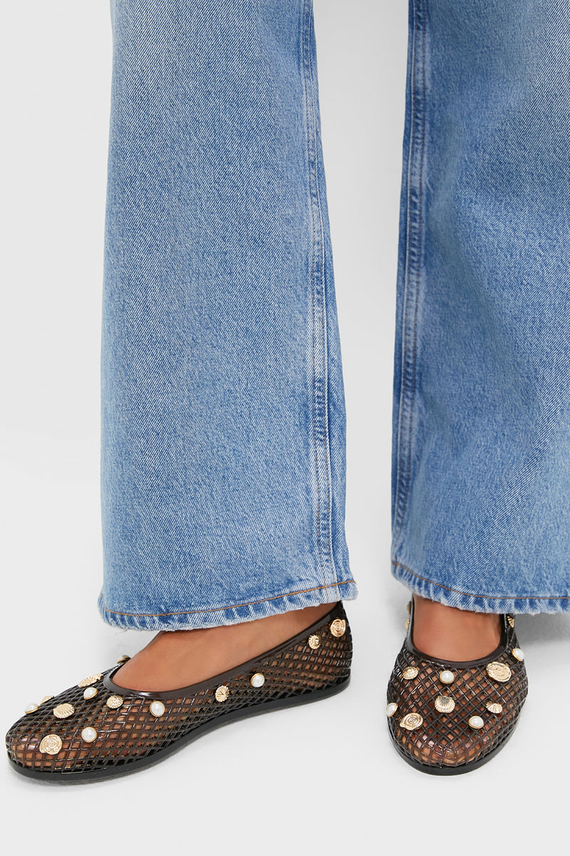 Black Iro Jelly Shell Flats