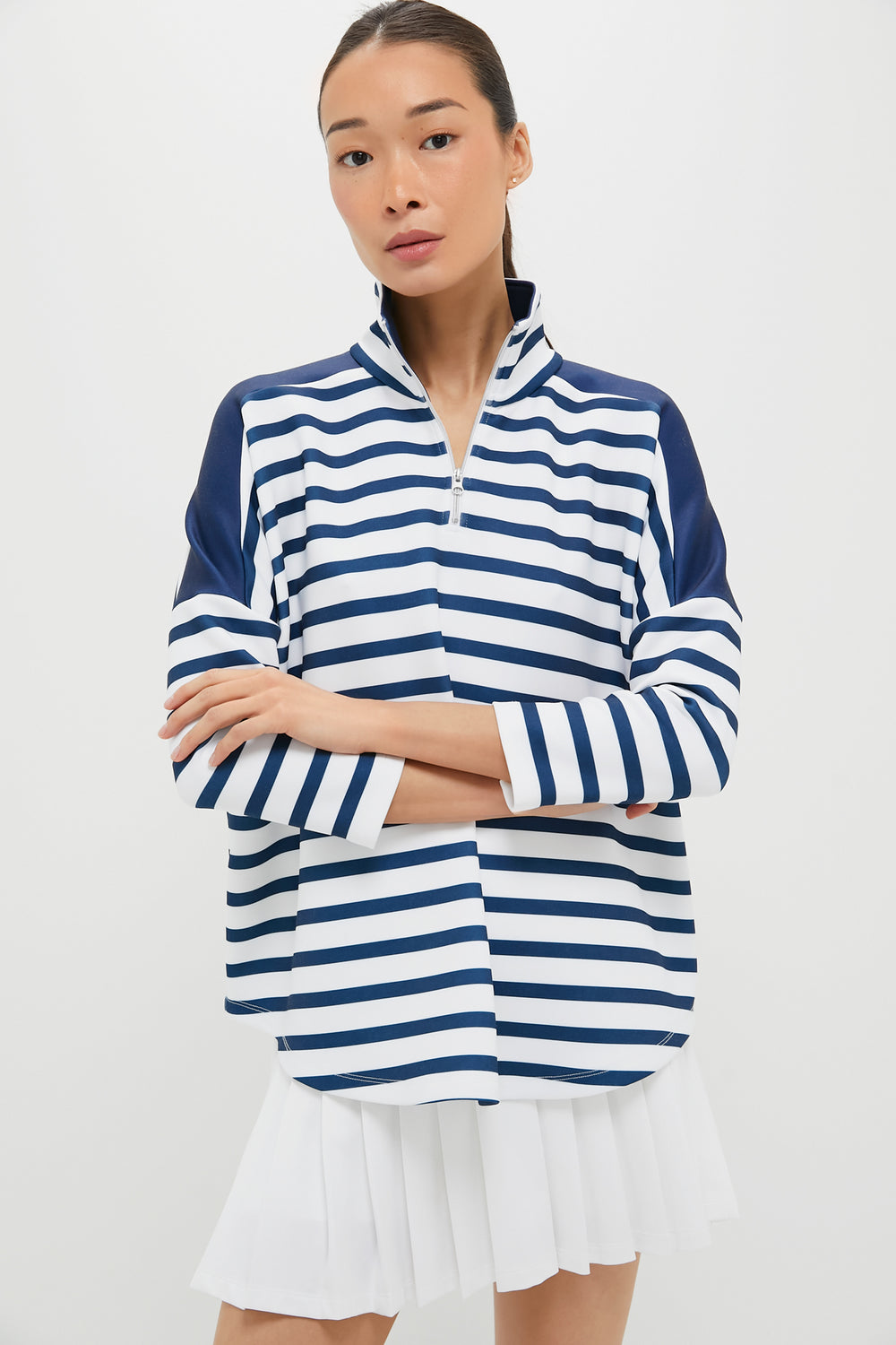 Blue and White Stripe Hudson Quarter Zip