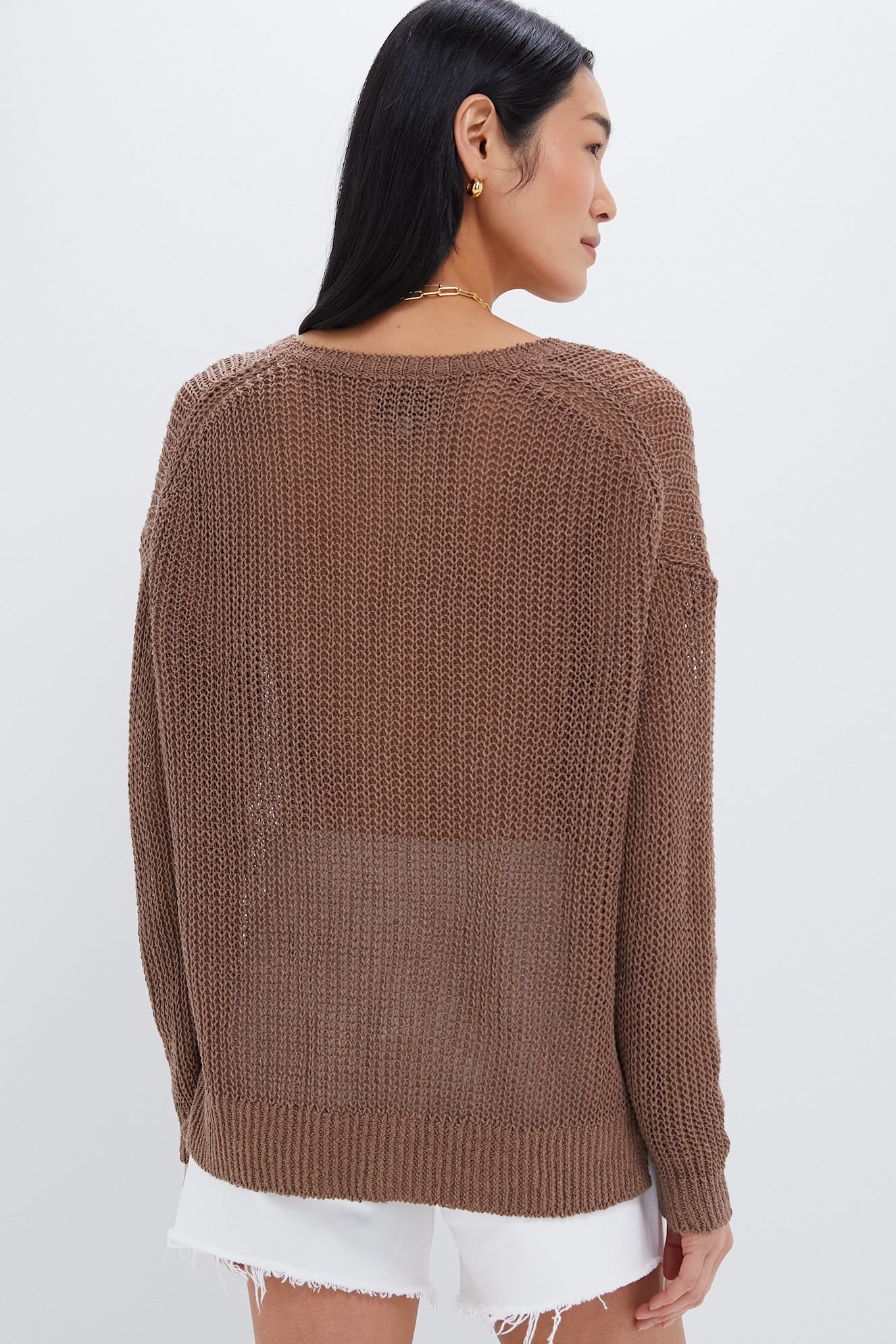 Mocha Linen Stitch Carolyn Sweater