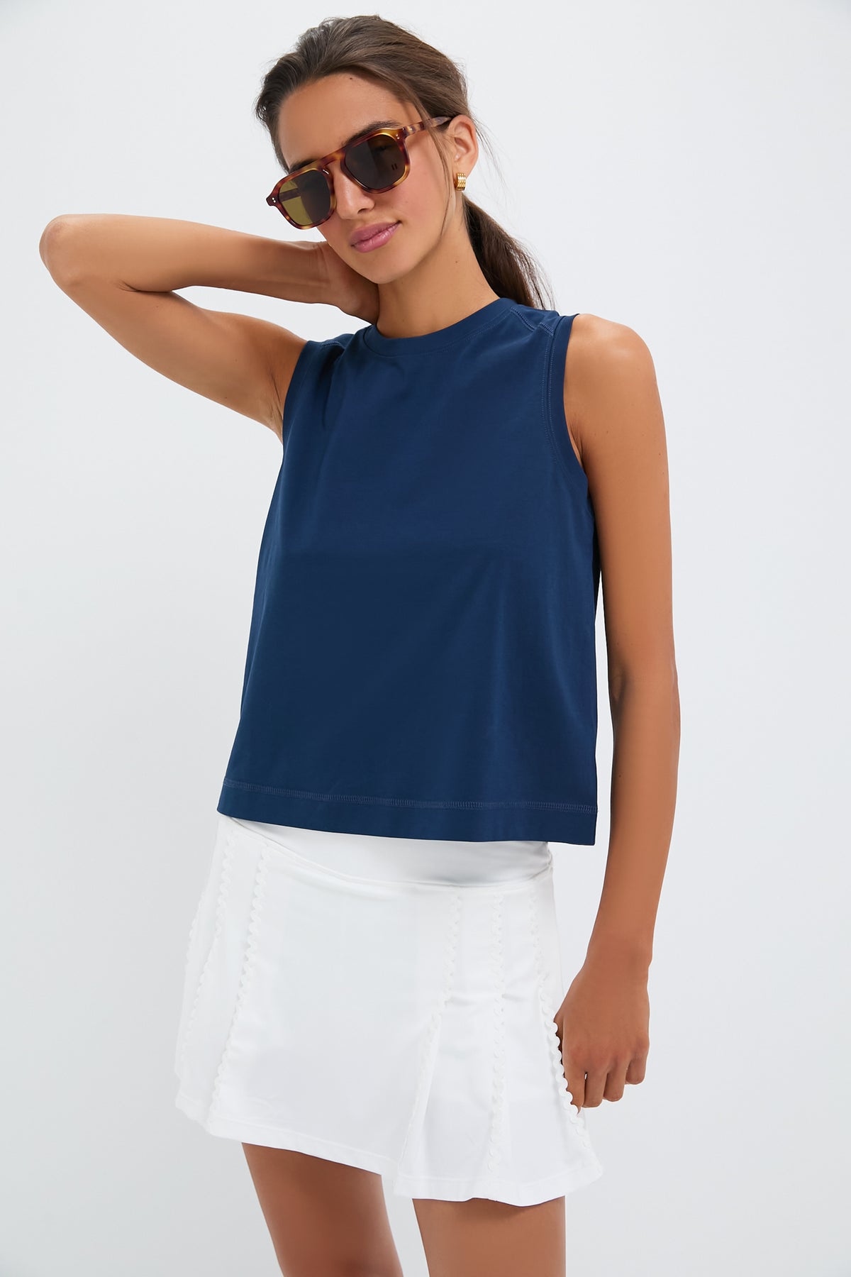 Navy Performance Cotton Sasha Tank