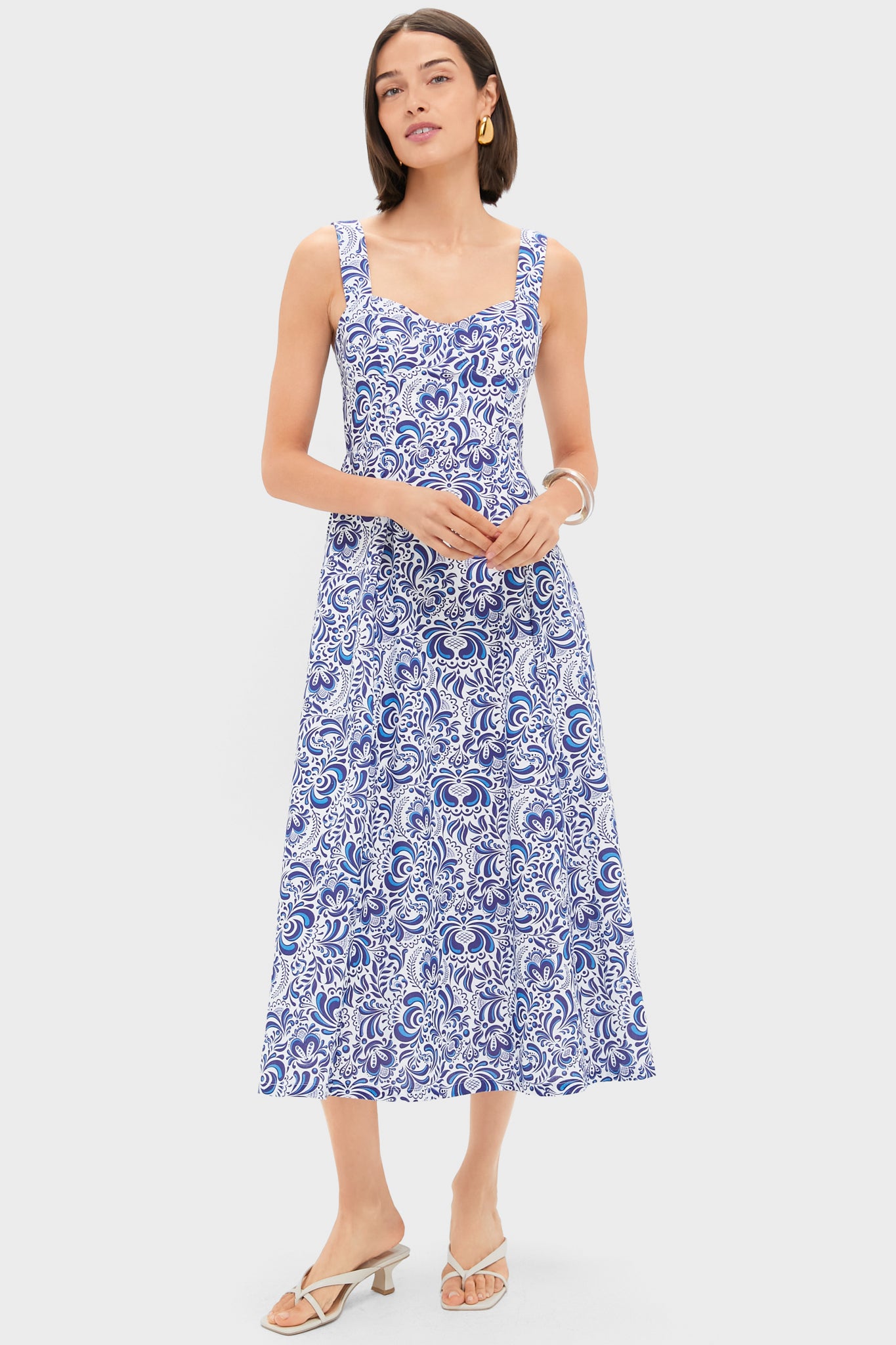 princess polly baby blue dress Blue Linen Floral Open Back Lawson Bustier Maxi Dress Hyacinth House Blue Linen Floral / M