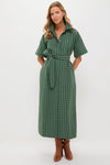 Dark Green Windowpane Seersucker Zacara Dress