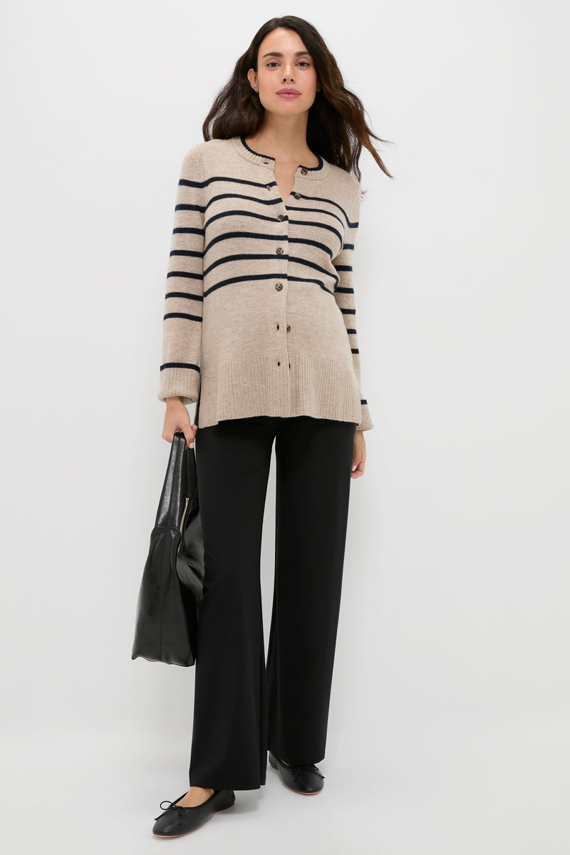 Oat and Navy Celine Contour Cardigan