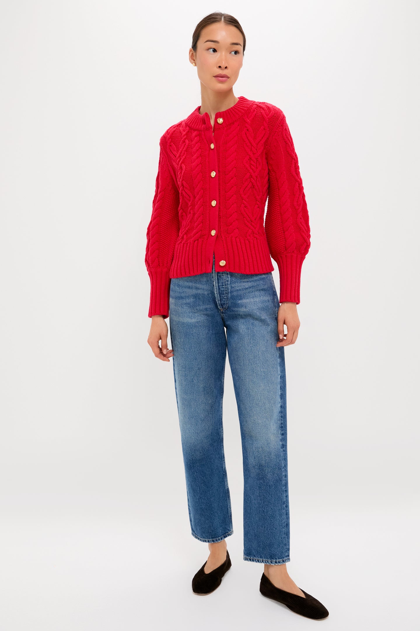 Red Cotton Colette Cardigan