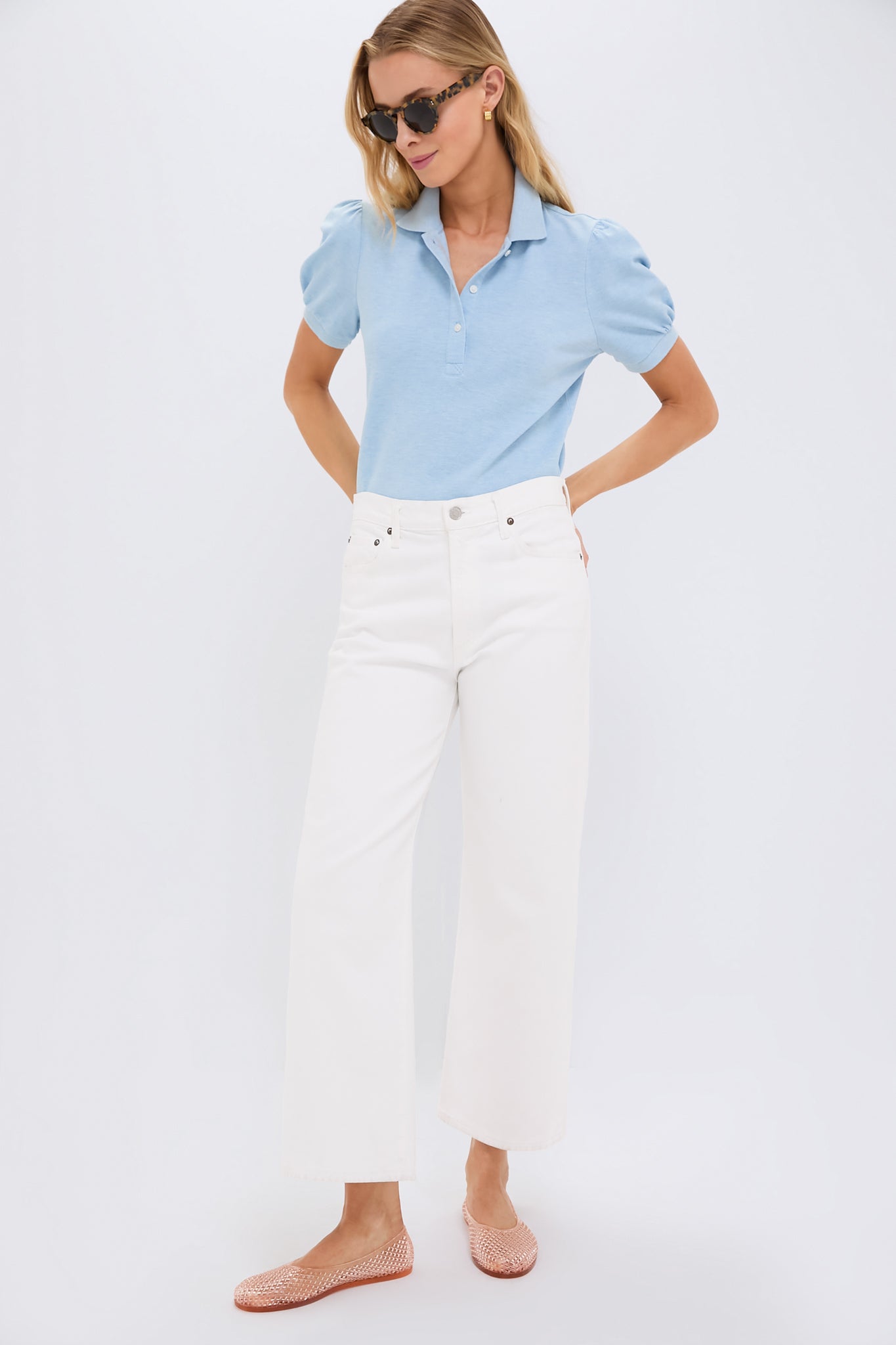 Light Blue Pique Puff Sleeve Peggy Polo | Tuckernuck Light Blue Pique Puff Sleeve Peggy Polo | Tuckernuck