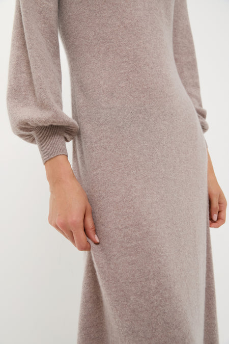 Wheat Cashmere Turtleneck Maxi Dress