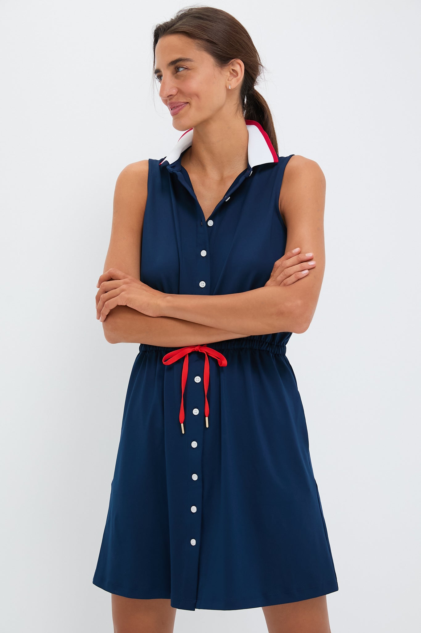 Navy Sleeveless Performance Jersey Alcott Golf Dress