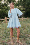 Chambray Stripe Fringe Jen Dress