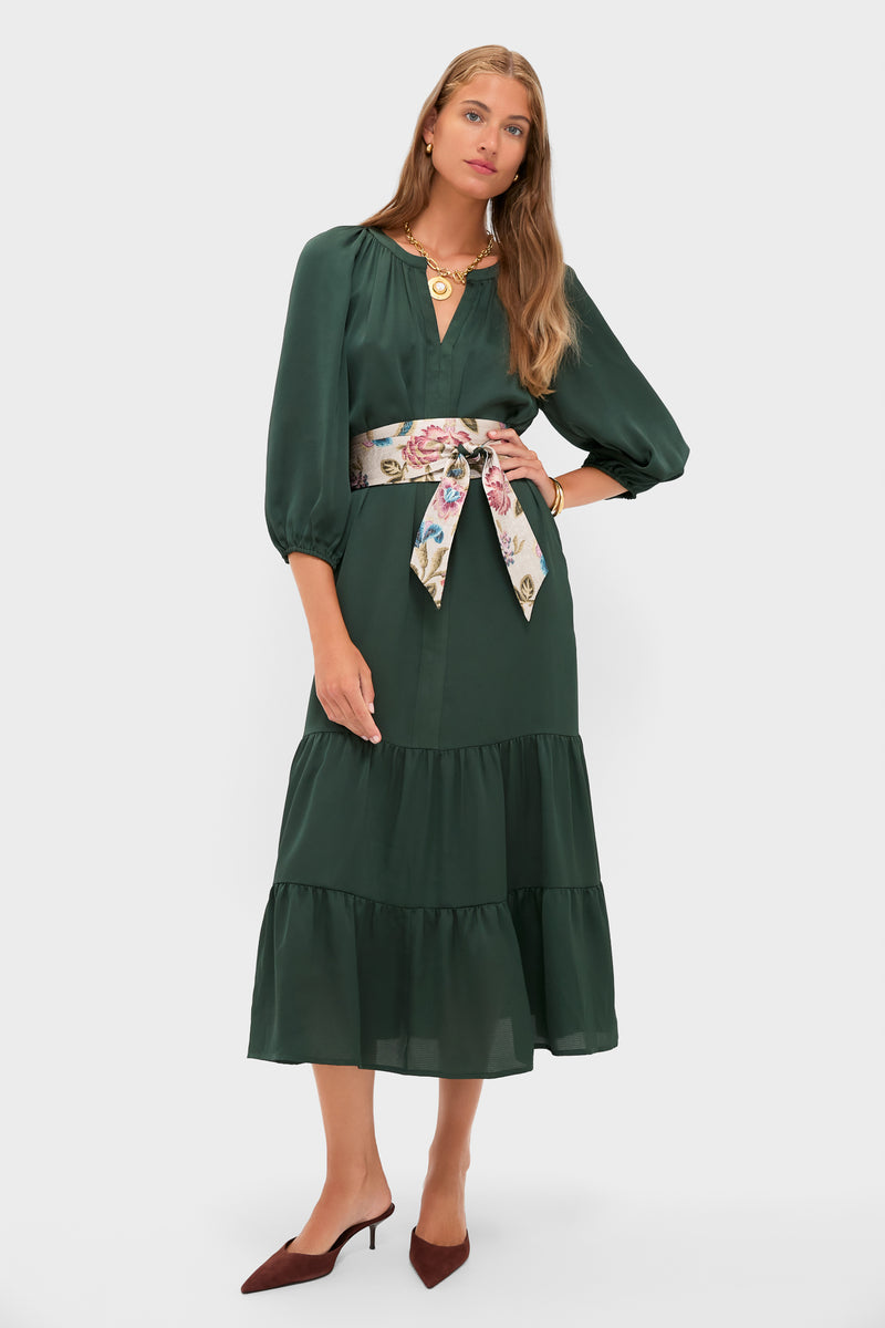 Dark Green Hammered Satin Lyles Dress