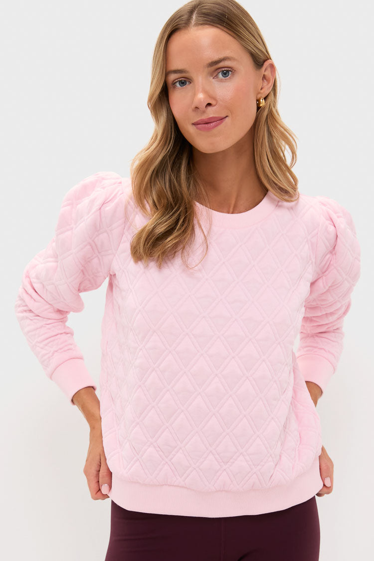 トップス holiday PUFF SLEEVE TRACK JACKET Pink Puff Sleeve Quilted Stretch Campbell Pullover | Tnuck Sport