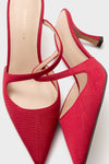 Red Moire Mimi Heels