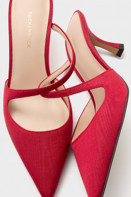 Red Moire Mimi Heels