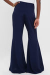 Navy Viscose Charmeuse Moore Wide Leg Pant