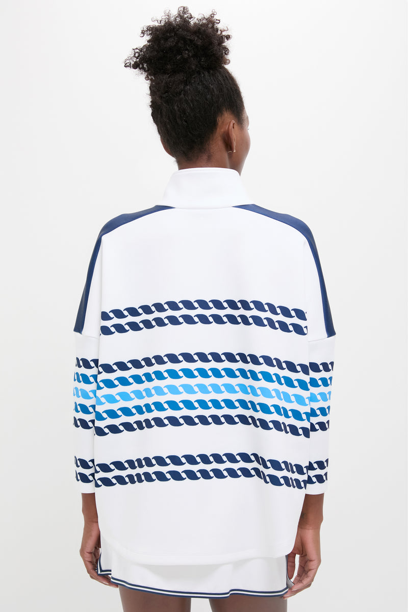White and Blue Tricolor Stripe Hudson Quarter Zip
