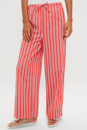 Vibrant Red Stripe Waist Pant