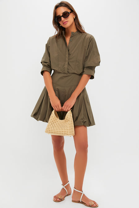 Butter Woven Leather Small Boomerang Bag