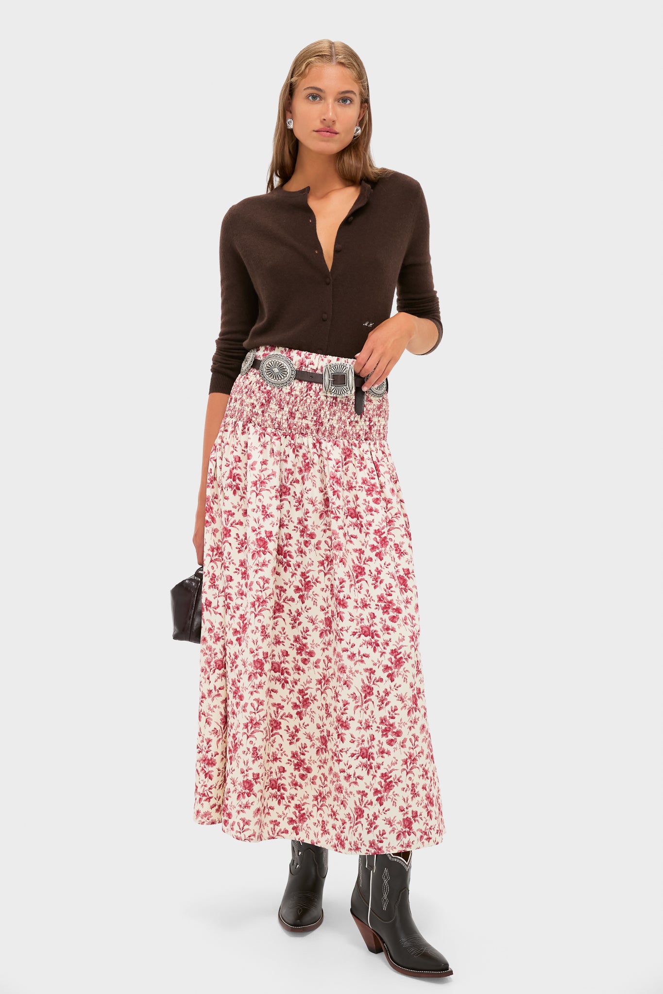 Pomegranate Bloom Smocked Benson Skirt