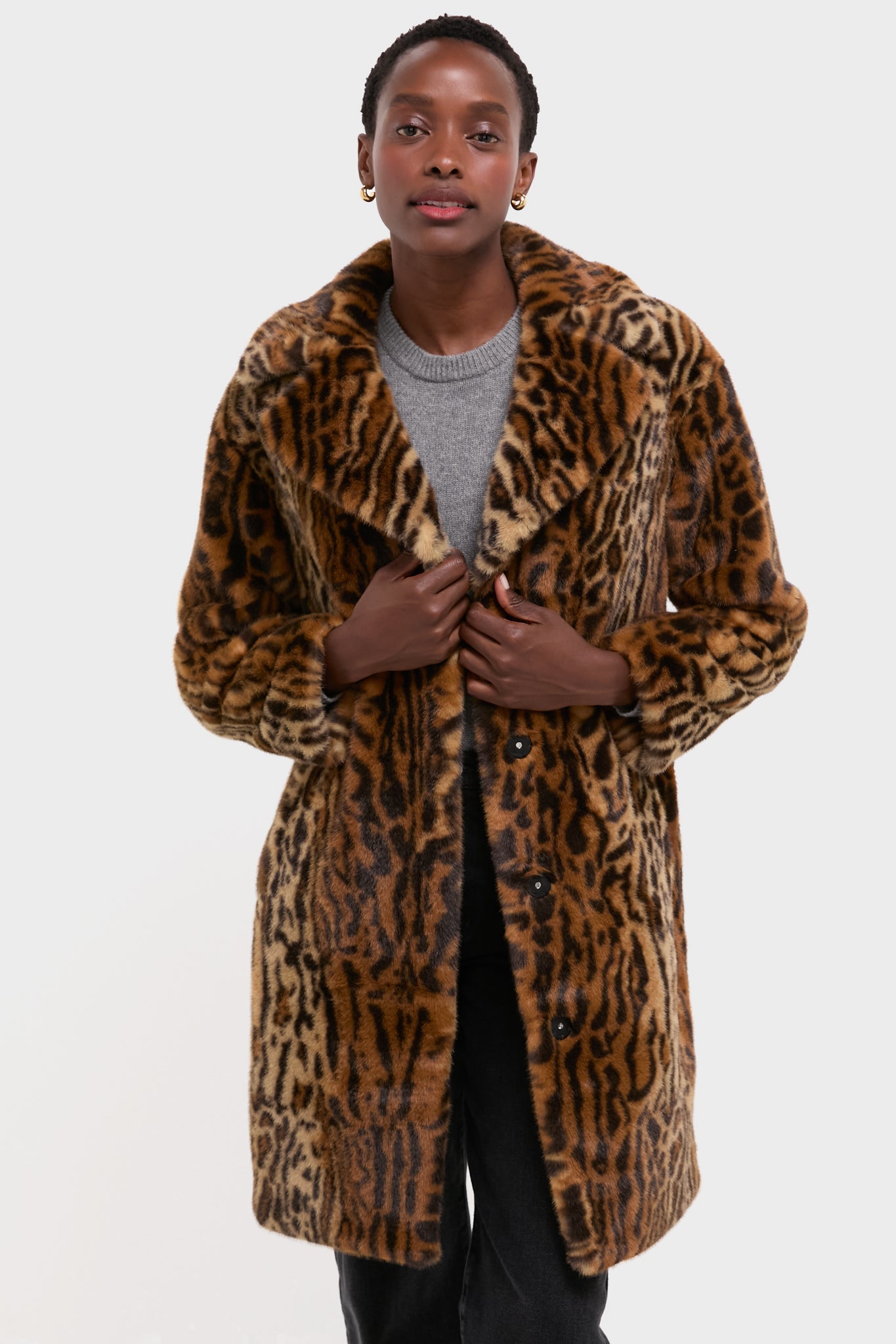 Leopard Print Faux Fur Camille Cocoon Coat | Stand Studio