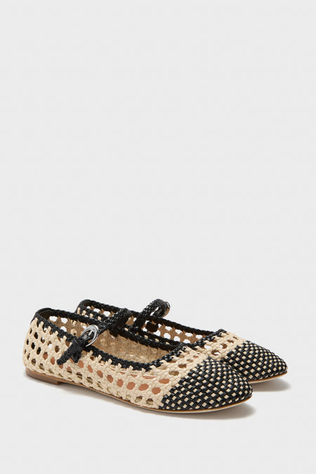 Cream and Black Mary Jane Nell Flat