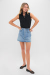Black Pique Sleeveless Ruffle Margaret Polo