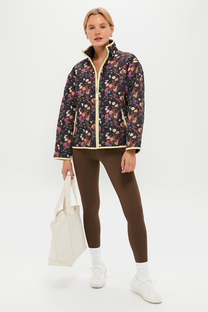 Reversible Black and Baroque Floral Quilted Mallory Jacket