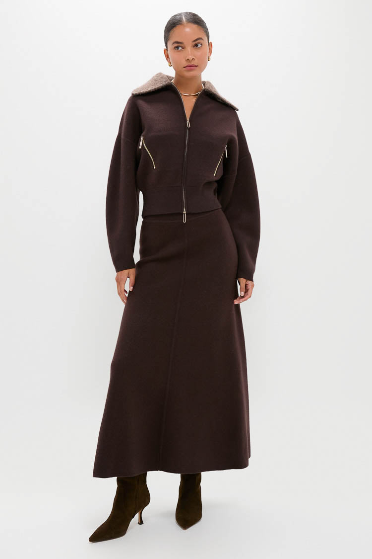 Chocolate Emmett Knit Maxi Skirt
