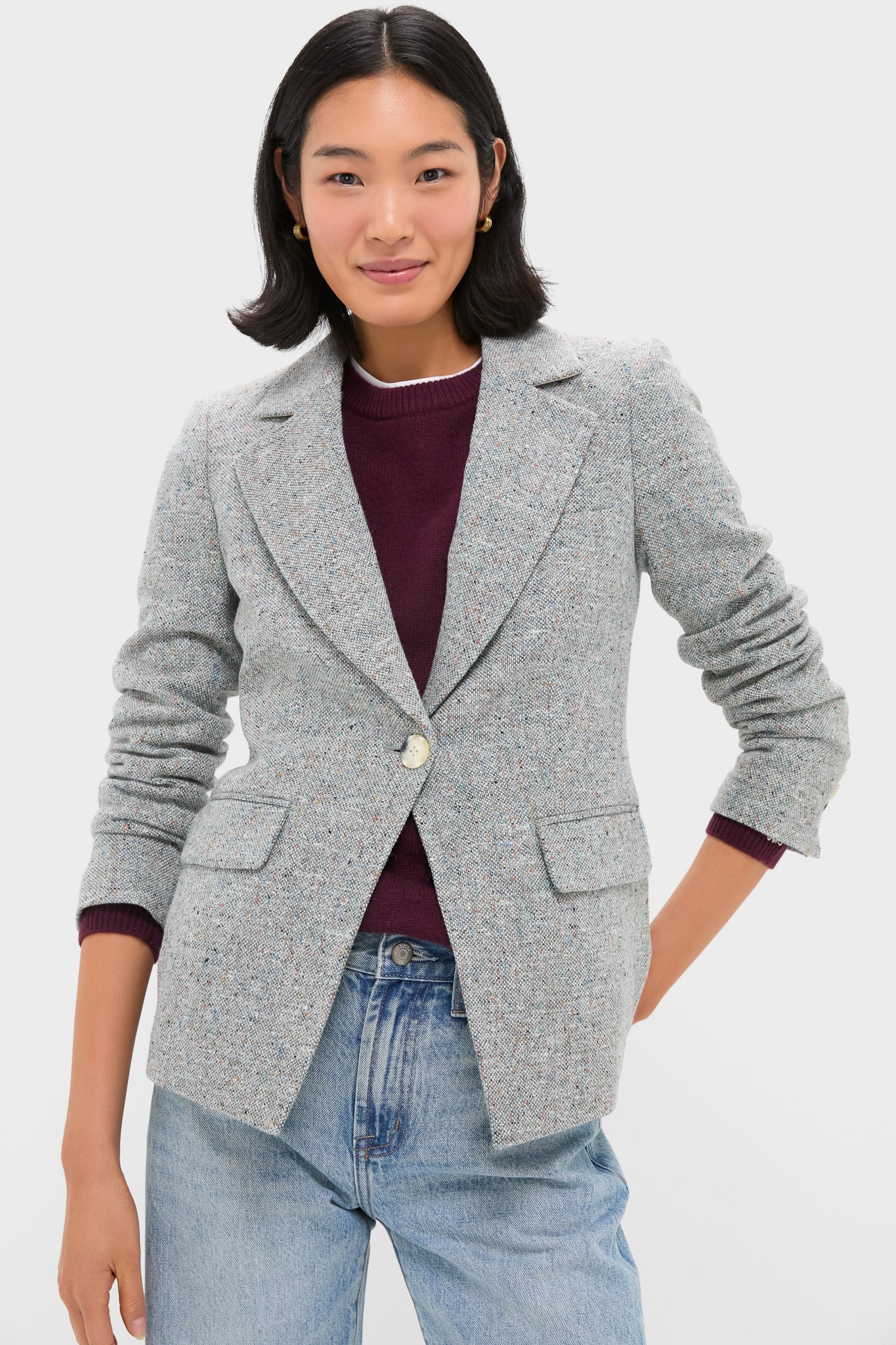 VERONICA BEARD ダブル デニムジャケット シルバー Antique Blue Melange Healy Dickey Jacket | Veronica Beard