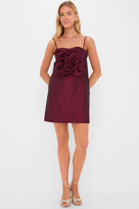 Burgundy Noche de Ti Embellished Mini Dress
