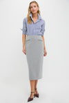 Gray Herringbone Rosewell Midi Skirt
