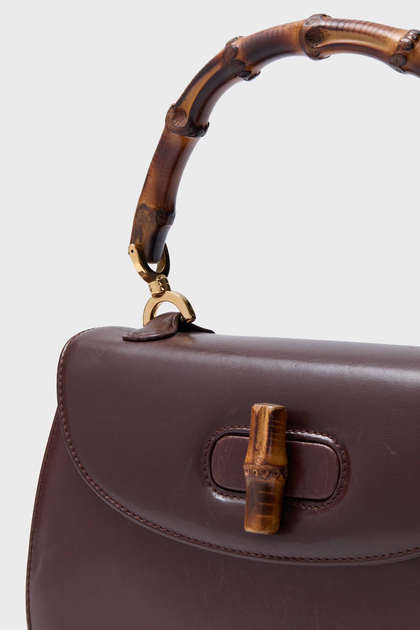 GUCCI Brown Bamboo Small Top Handle Bag