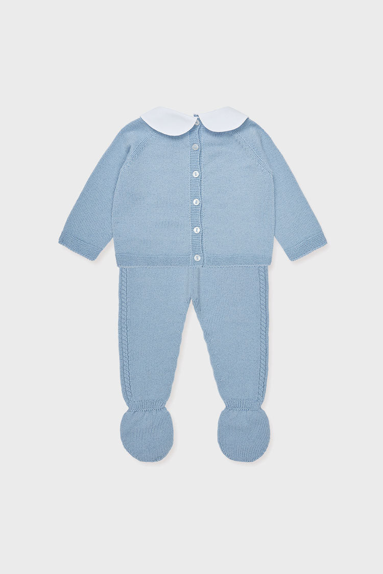 Dusty Blue Celyn Merino Baby Knitted Set