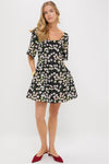 Black Buttercups Short Manou Dress