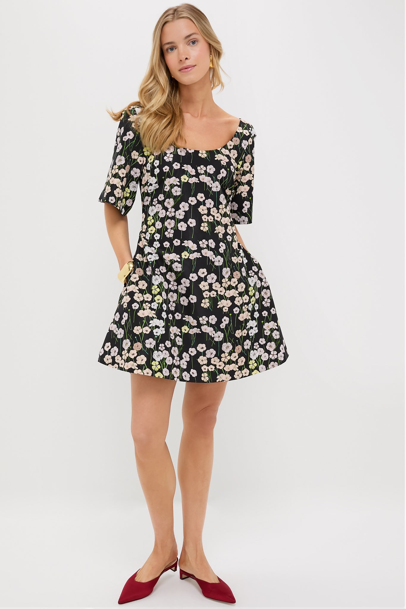 Black Buttercups Short Manou Dress
