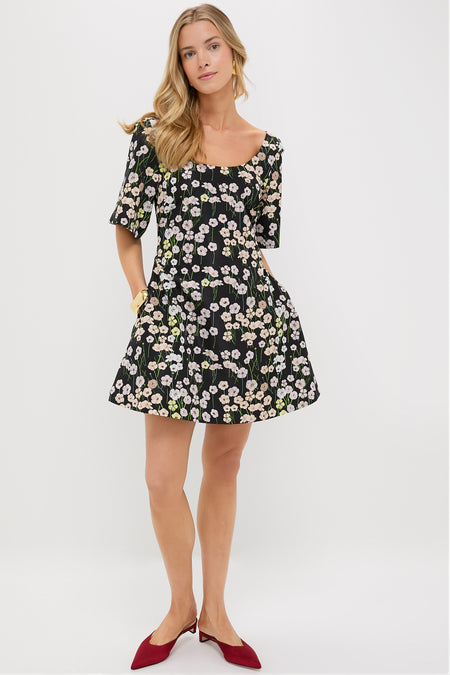 Black Buttercups Short Manou Dress