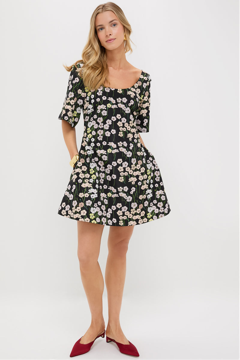 Black Buttercups Short Manou Dress